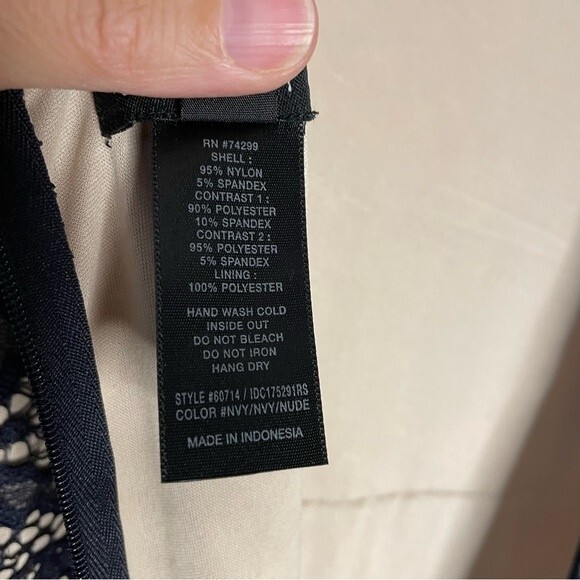 En Focus Dress Lace Overlay Rhinestone Long Gown Prom Formal New Navy Blue 4 - Picture 12 of 13